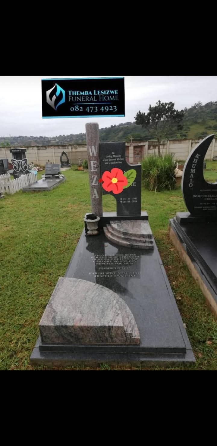 Granite tombstone installed at a gravesite