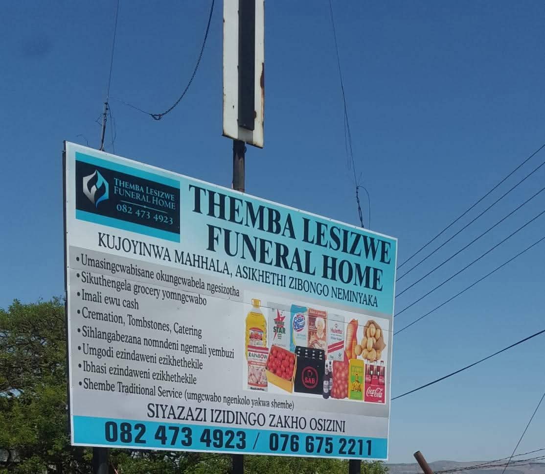 Themba Lesizwe Funeral Home roadside signage
